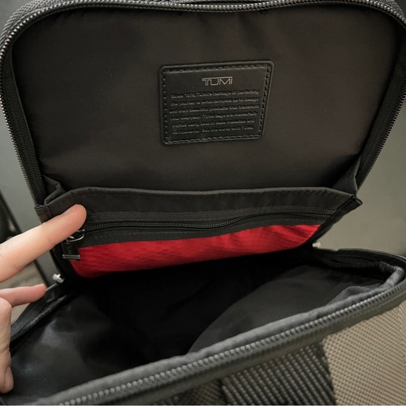 Tumi Gray, Black, and Red Higgins Ballistic Nylon Sling Bag - Picture 8 of 11